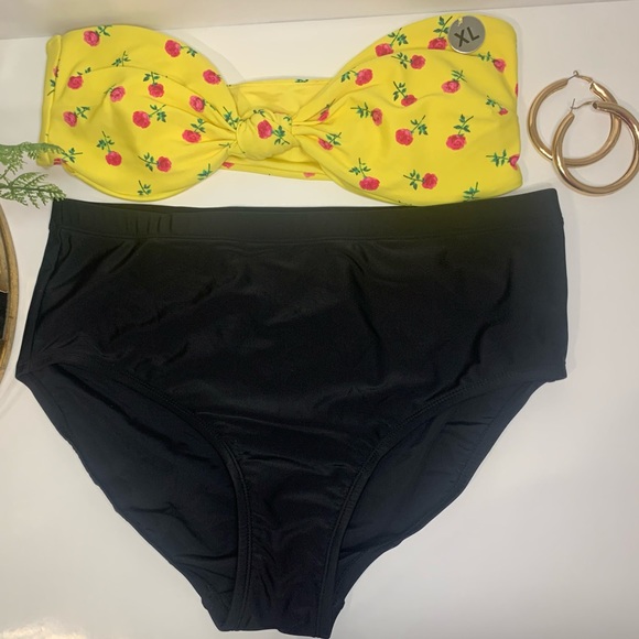 NWT FOREVER 21 XL Strapless Rose Print Bikini Top - Picture 8 of 9